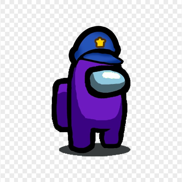 HD Purple Among Us Crewmate Character With Police Hat PNG