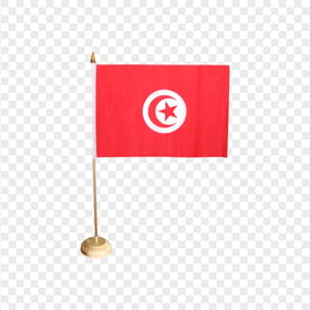 Tunisia Flag With Wooden Pole PNG