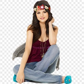 Selena Gomez Blue-Jean Sitting Transparent HD
