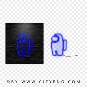 HD Neon Blue Among Us Character PNG