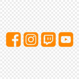 HD Orange Facebook Instagram Twitch Youtube Square Icons PNG