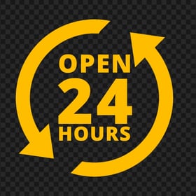 Open 24 Hours Yellow Logo Icon Sign PNG Image
