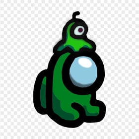 HD Green Among Us Mini Crewmate Baby Brain Slug Hat PNG