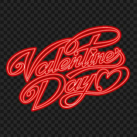 HD Glowing Red Neon Valentines Day Text Logo PNG