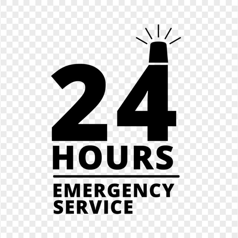 24 Hours Emergency Service Black Logo Icon Sign PNG