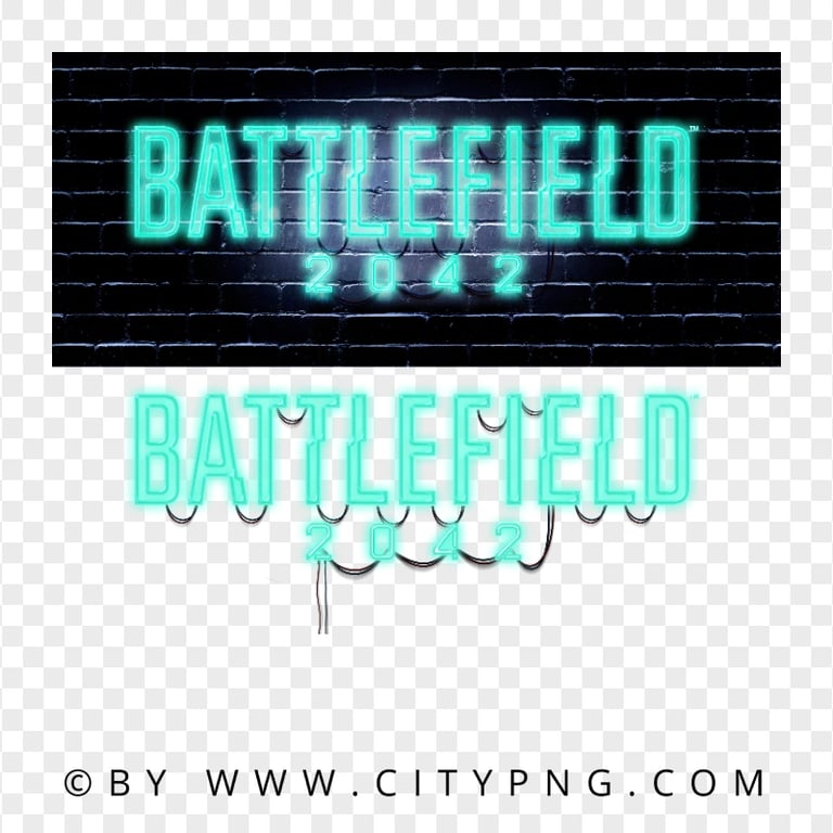 HD Beautiful Battlefield 2042 Neon Logo PNG