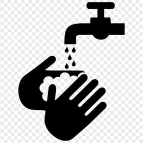 Black Hand Washing Soap Water Hygiene Clipart Icon