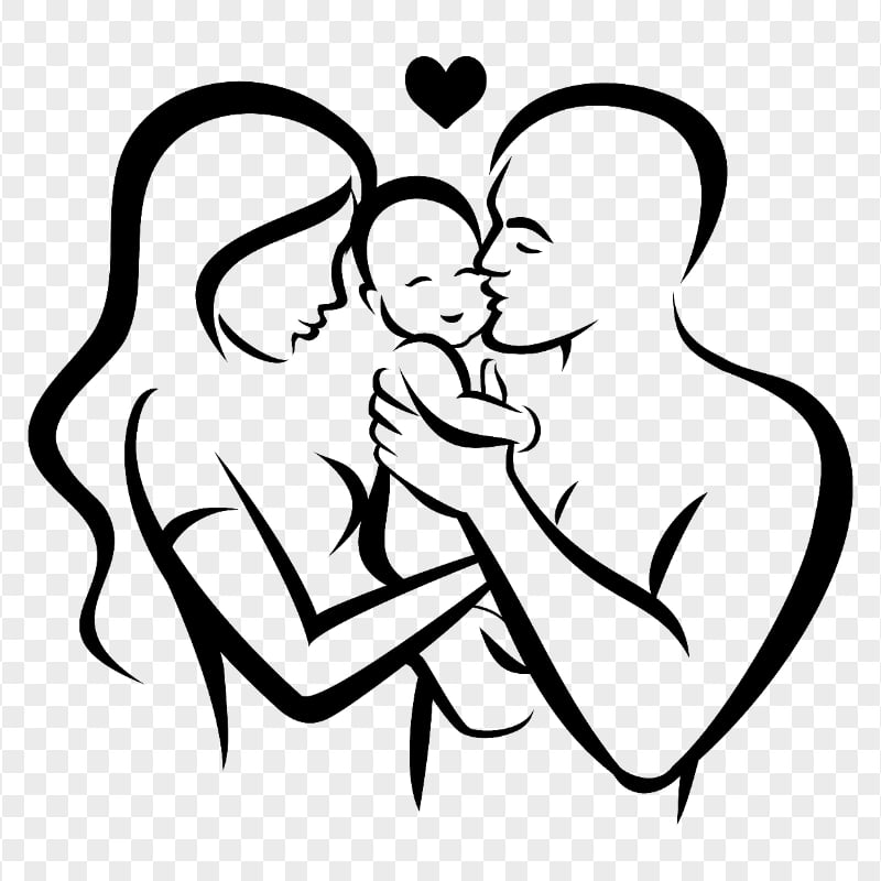 Lovely Family Black Silhouette Transparent PNG