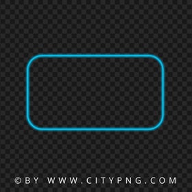 Blue Rectangle Neon Frame HD PNG