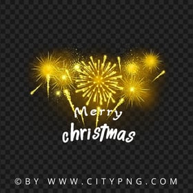 Merry Christmas Design Yellow Fireworks PNG Image