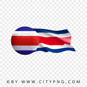 Costa Rica Flag With Soccer Football Ball PNG Image