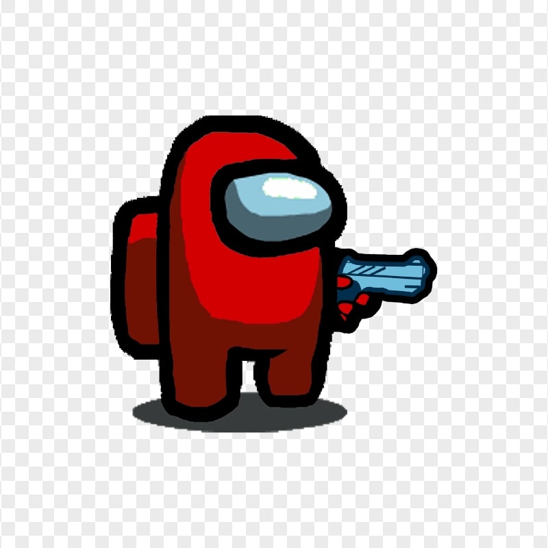 HD Red Among Us Character With Gun Hand PNG Citypng