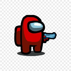 HD Red Among Us Character With Gun Hand PNG