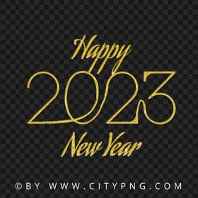 Gold Glitter 2023 Happy New Year Design FREE PNG