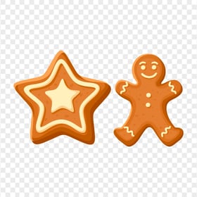 HD Cartoon Clipart Gingerbread Man And Star PNG