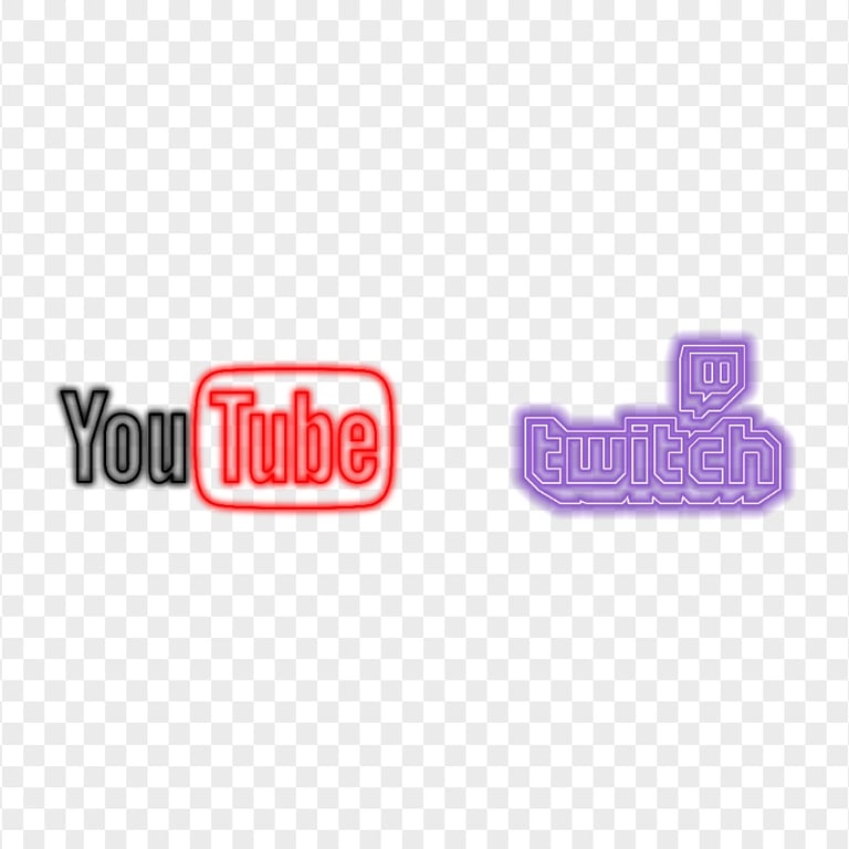 HD Neon Youtube & Twitch Logos Transparent Background PNG