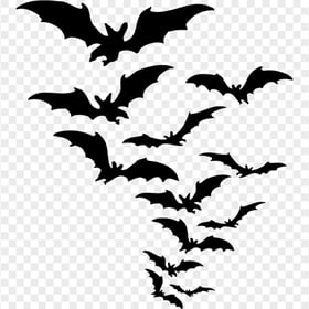 Group Of Black Bats Silhouettes Flying