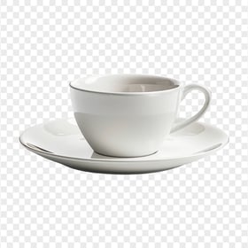 HD Front View Of White Cup and Saucer Transparent Background