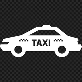 White Taxi Cab Car Side View Icon PNG
