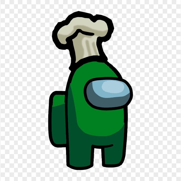 HD Green Among Us Crewmate Character With Chef Hat PNG