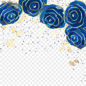 Download Blue & Gold Flower Rose Illustration PNG