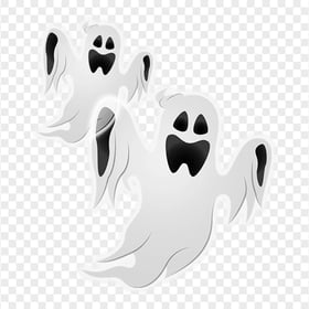 Two Halloween White Ghosts Illustration PNG IMG