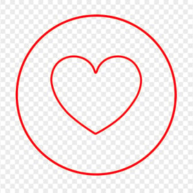 HD Red Outline Heart Round Circular Icon PNG