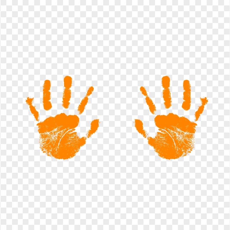 HD Orange Two Realistic Handprint PNG