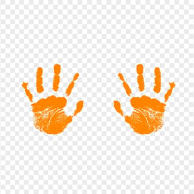 HD Orange Two Realistic Handprint PNG