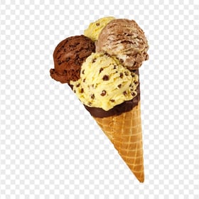 Four Balls Scoops Ice Cream Cone Image PNG