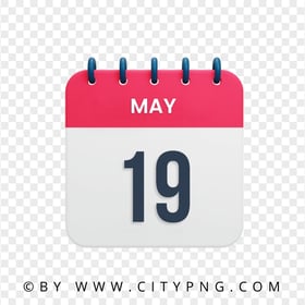 May 19th Date Vector Calendar Icon HD Transparent Background
