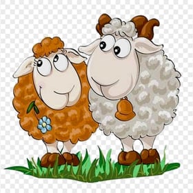 Two Cartoon Sheep Sticker Mammals Animals