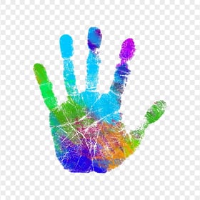 HD Colorful Watercolor Real Hand Print PNG