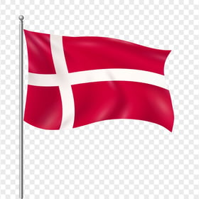 FREE Waving Denmark Flag On Pole PNG