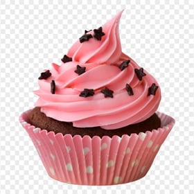 HD Chocolate Birthday Cupcake Icing Pink Cream PNG