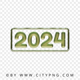 Green 2024 Text With Frame Glossy Style PNG