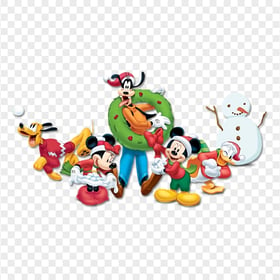HD Mickey Mouse Characters Christmas Celebration PNG
