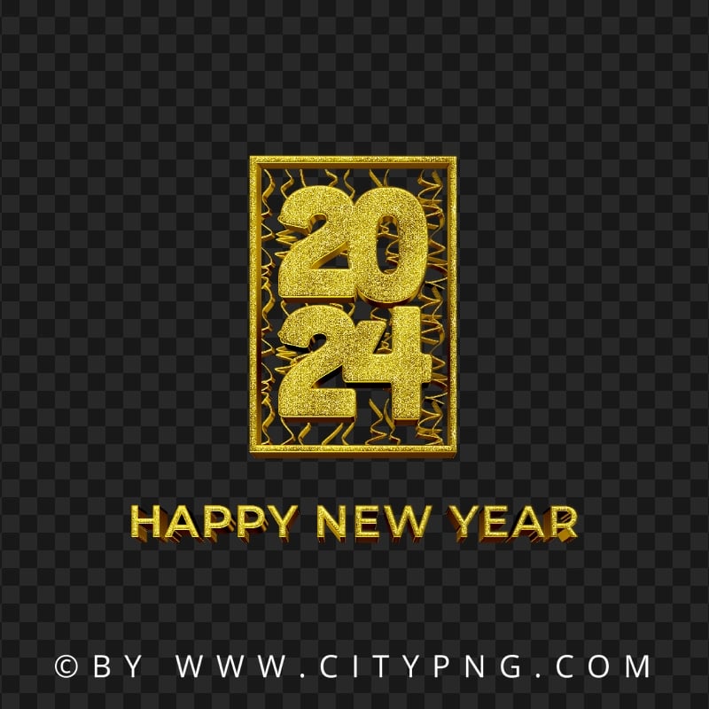 2024 Gold Luxury Happy New Year Design PNG Image