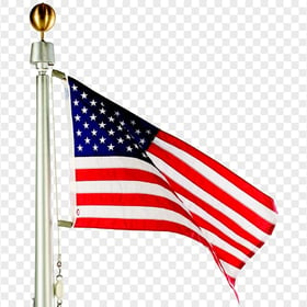 American Flag On Pole With Gold Ball On Top