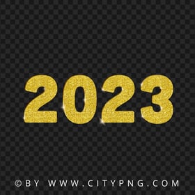 Golden 2023 Glitter Design Transparent Background