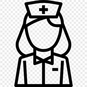 Black Outline Female Nurse Icon Wear Cross Cap
