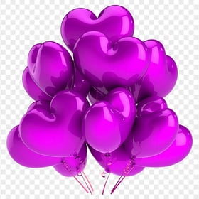 HD Realistic Purple Balloons Hearts Valentine Love PNG