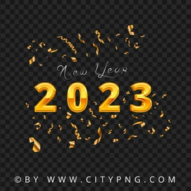 New Year 2023 Gold Confetti Celebration HD PNG