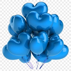 HD Realistic Blue Balloons Hearts Valentine Love PNG