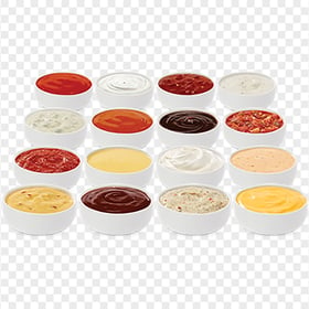 Set of Different Sauces in Bowls Transparent Background