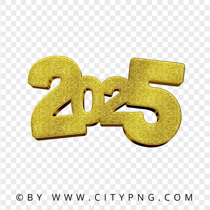 2025 Yellow Gold Glitter Creative Design PNG Citypng