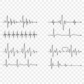 Black Collection Of Heart Rate Lines Transparent PNG