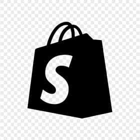 Black Shopify Outline Bag Icon Symbol Logo