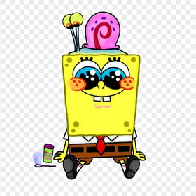 HD Spongebob Sitting With Gary Cute Characters Transparent PNG