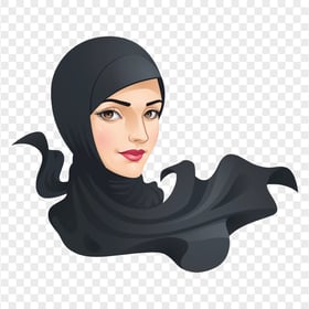 HD Muslim Woman With Black Hijab Vector Illustration PNG